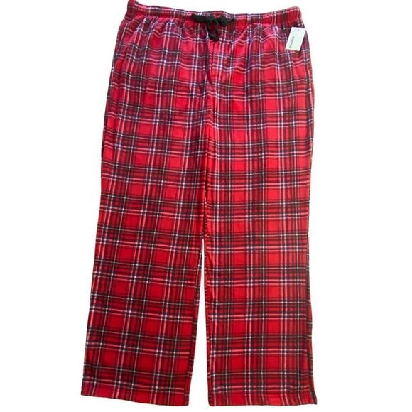 SONOMA MEN’S 3XLT Big and Tall Goods For Life Microfleece Sleep Pants in Red Pla - Picture 1 of 6